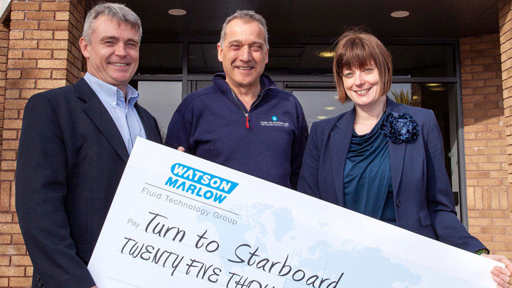 Presenting £25,000 cheque to Shaun Pascoe from Turn to Starboard